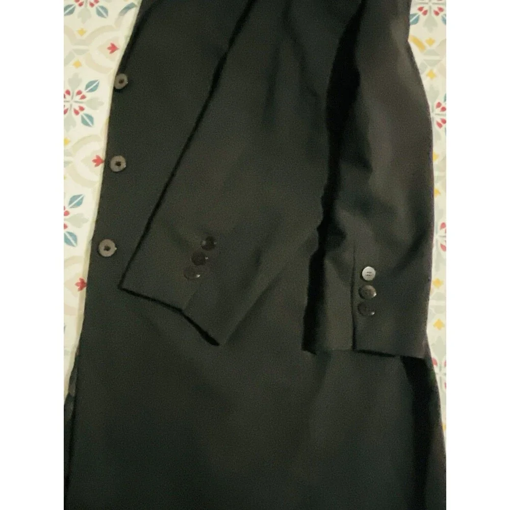 August Max stylish long open front blazer 2pockets, fully lined, Black SZ 20